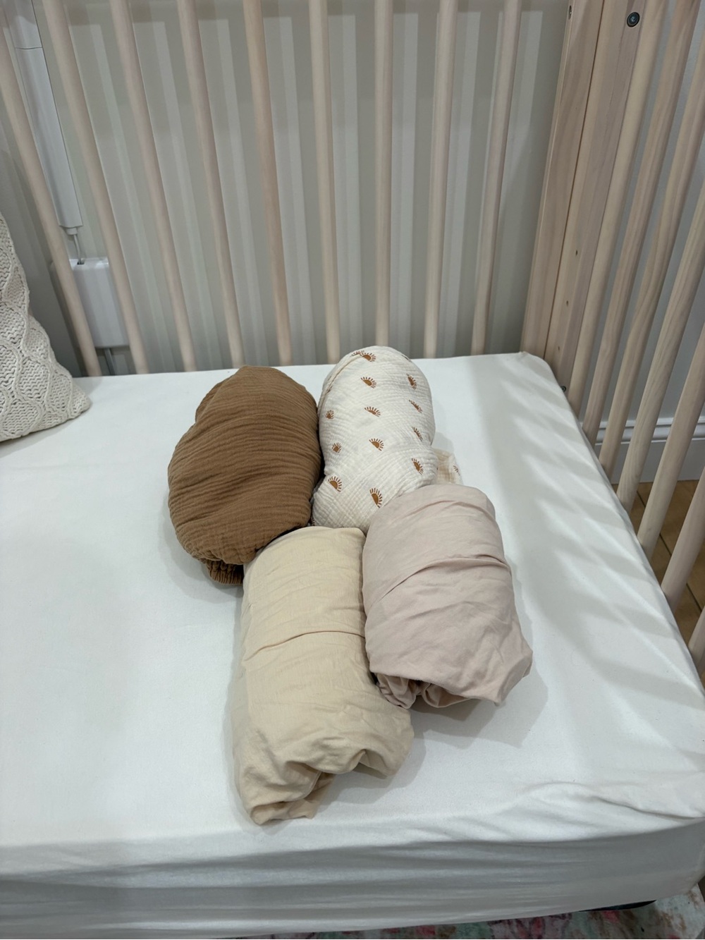 Neutral Baby Muslin crib sheets Set - Cream, Tan, Brown, Blush. Kea babies